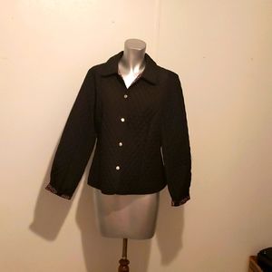 Kim Rogers Lady's Quilted Long-sleeved Jacket in Black Lined In Pink & Colors